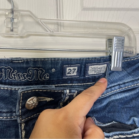 Miss Me Women's Loose Saddle Stitch Border Boot Cut Jean Sz 27 - Picture 4 of 11